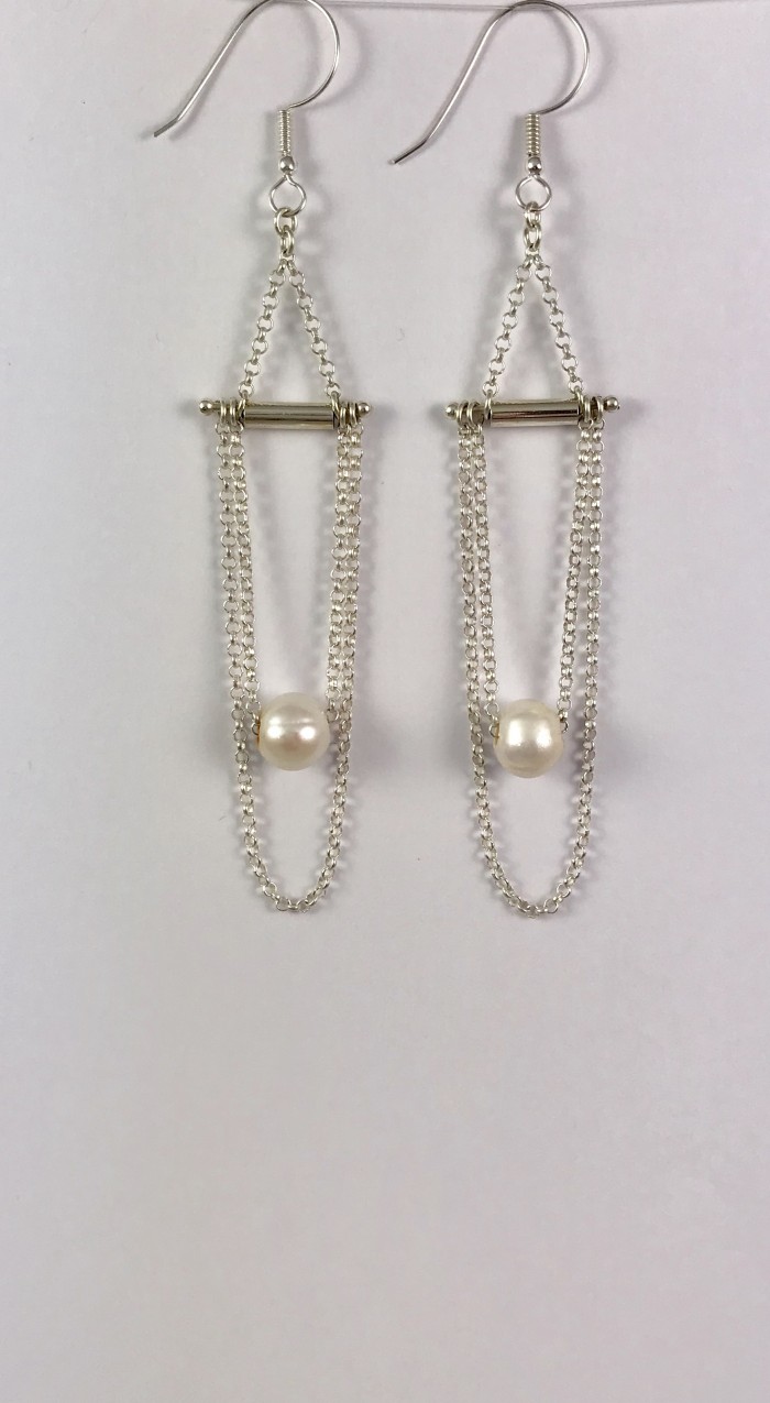 Pearl Chain Earrings.